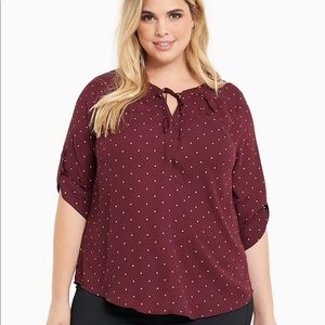 Torrid Polka Dot Georgette Tie Neck Top